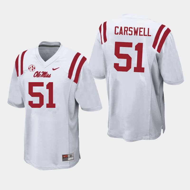Ole Miss Rebels #51 Flip Carswell College Football Jerseys Sale-White
